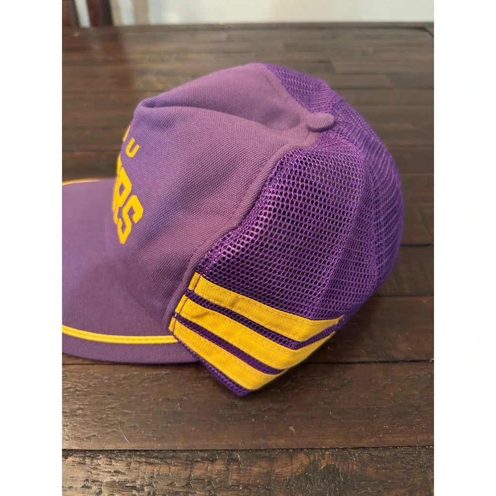 Vintage LSU Tigers Trucker Hat Purple Yellow Snapback Made in USA Mesh Cap